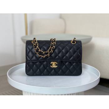 Chanel Grained Calfskin Classic Small Flap Bag A01113 Black/Gold 2023 (SM-231227053)