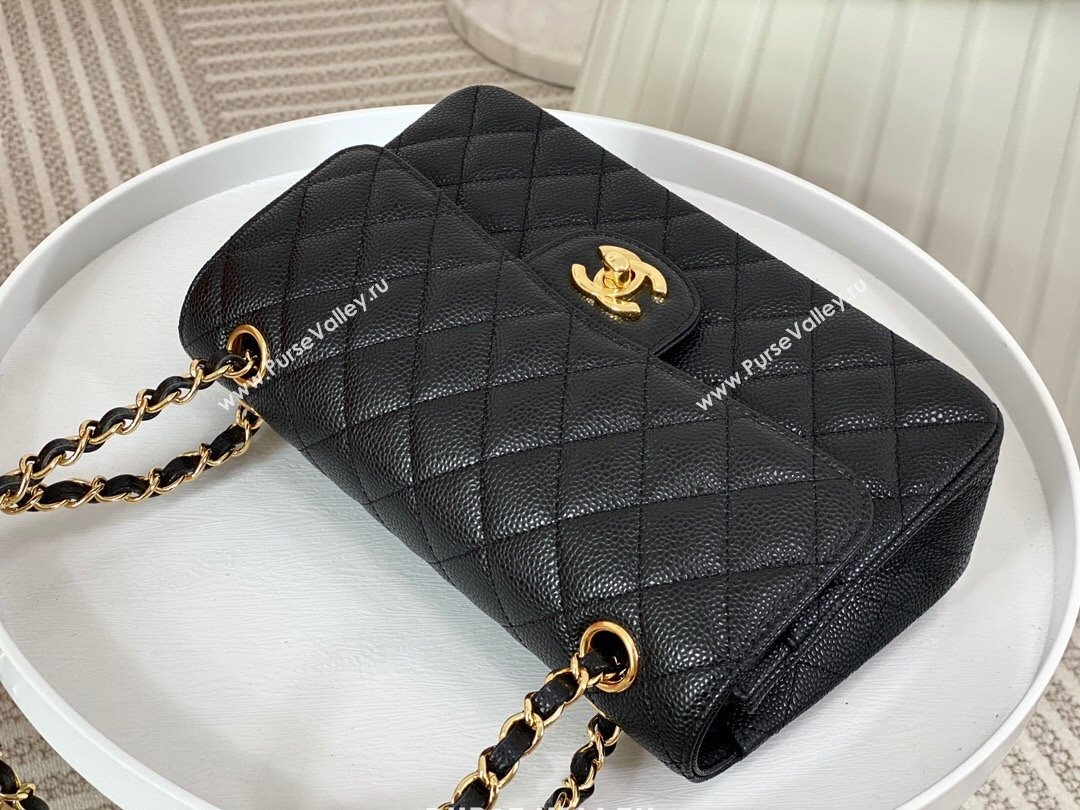 Chanel Grained Calfskin Classic Small Flap Bag A01113 Black/Gold 2023 (SM-231227053)