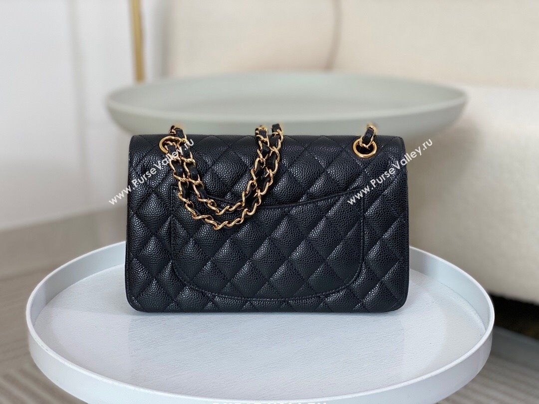 Chanel Grained Calfskin Classic Small Flap Bag A01113 Black/Gold 2023 (SM-231227053)