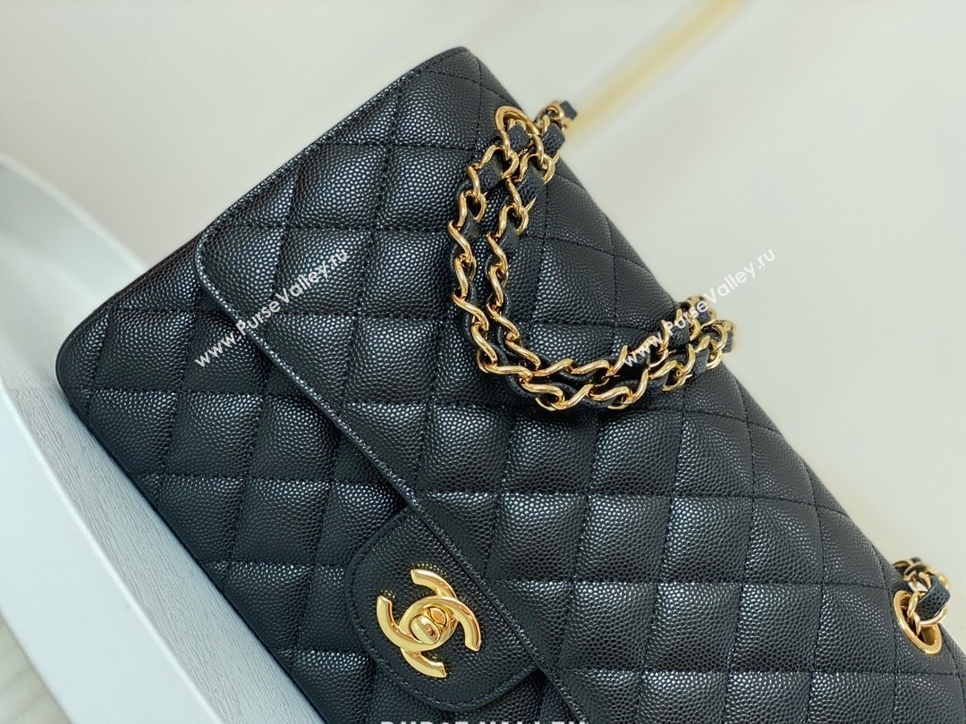 Chanel Grained Calfskin Classic Medium Flap Bag A01112 Black/Gold 2 2023 (SM-231227055)