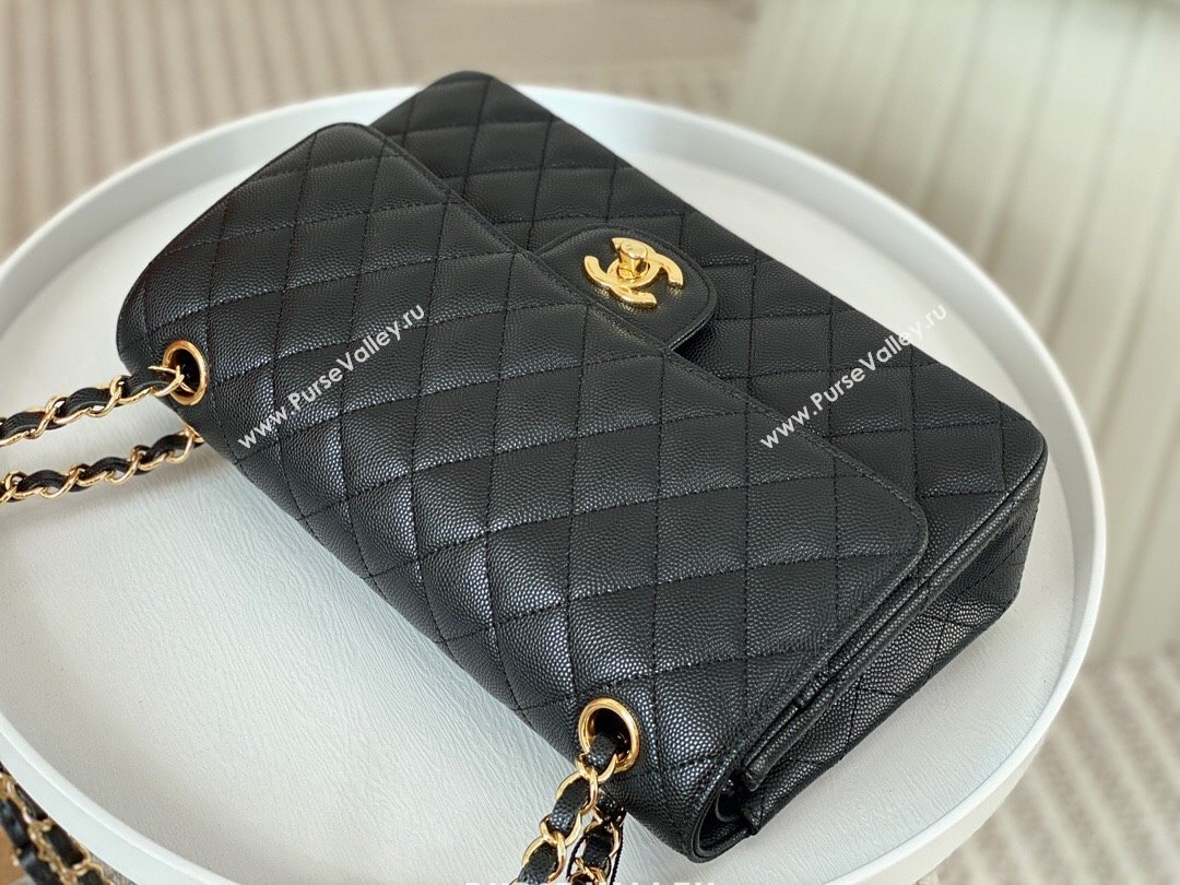 Chanel Grained Calfskin Classic Medium Flap Bag A01112 Black/Gold 2 2023 (SM-231227055)