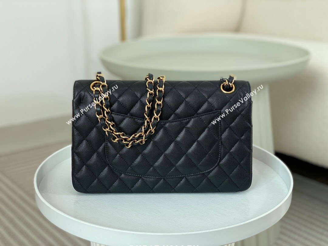 Chanel Grained Calfskin Classic Medium Flap Bag A01112 Black/Gold 2 2023 (SM-231227055)