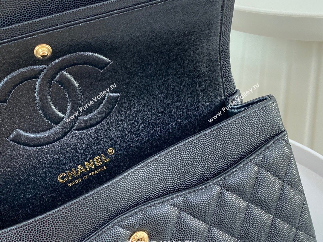 Chanel Grained Calfskin Classic Medium Flap Bag A01112 Black/Gold 2 2023 (SM-231227055)