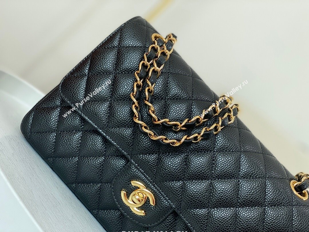 Chanel Grained Calfskin Classic Medium Flap Bag A01112 Black/Burgundy/Gold 2023 (SM-231227057)