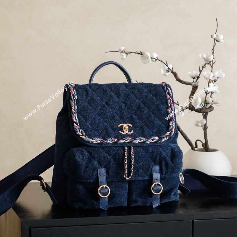 Chanel Denim Backpack Bag Navy Blue 2025 CH101005 (yezi-251010092)