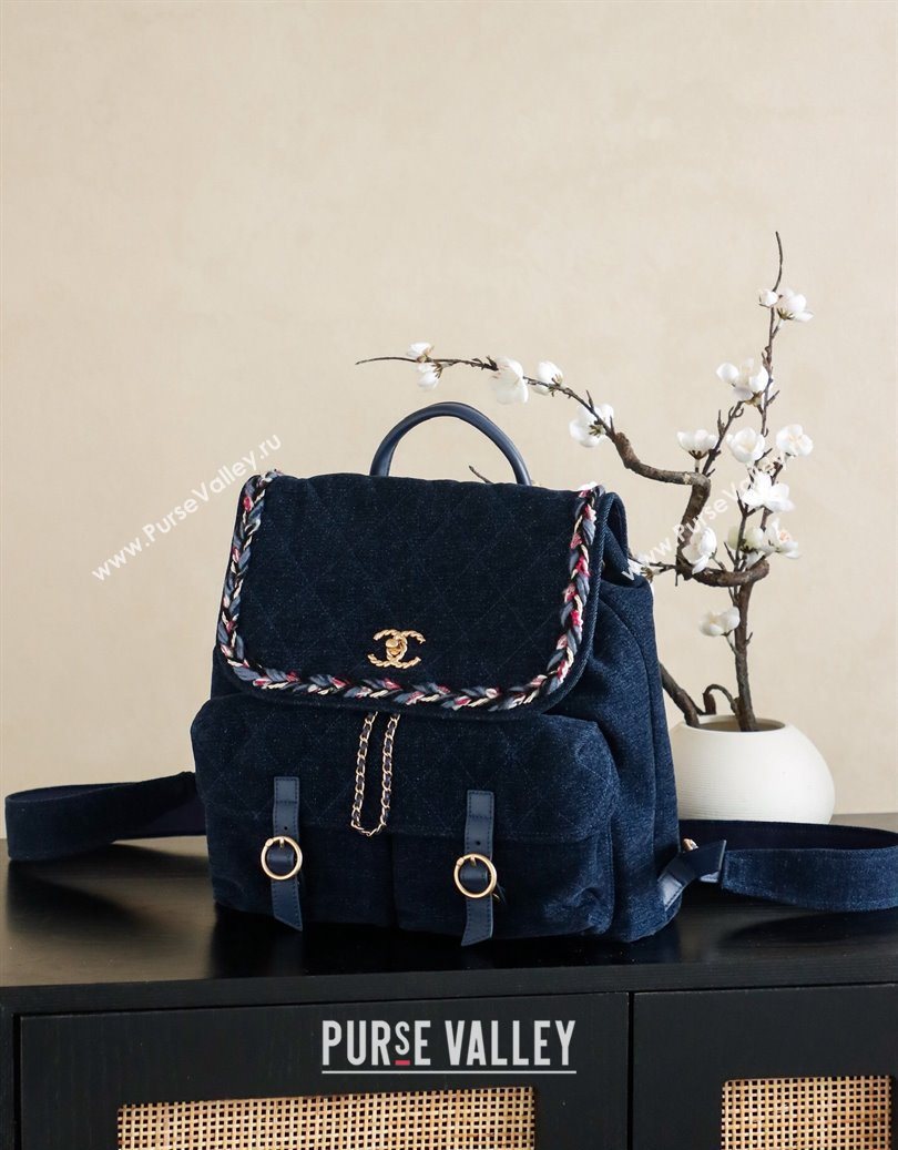 Chanel Denim Backpack Bag Navy Blue 2025 CH101005 (yezi-251010092)