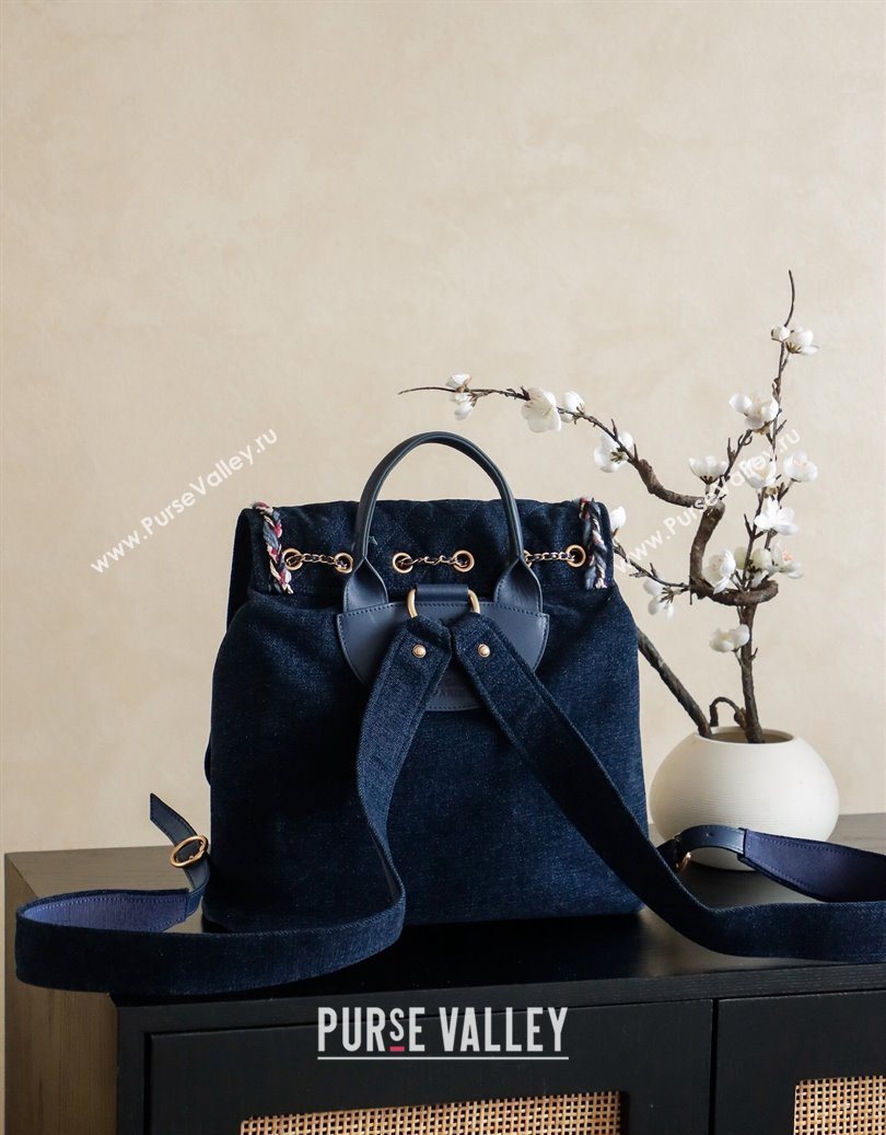 Chanel Denim Backpack Bag Navy Blue 2025 CH101005 (yezi-251010092)