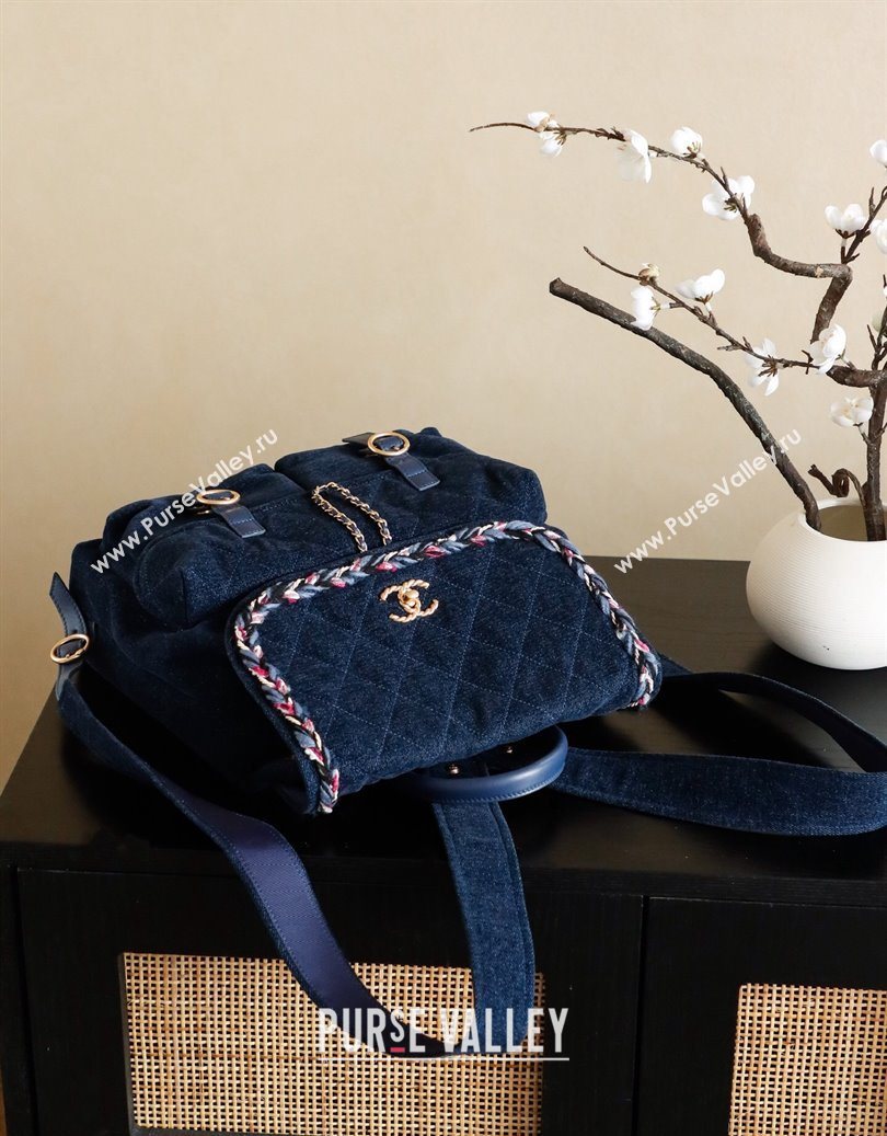 Chanel Denim Backpack Bag Navy Blue 2025 CH101005 (yezi-251010092)