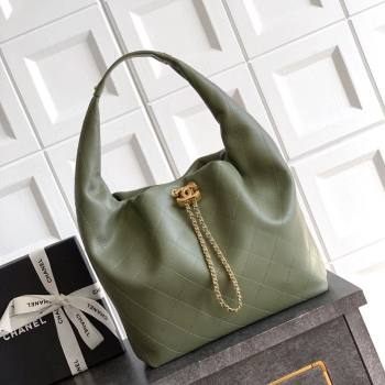 Chanel Calfskin Leather Large Hobo Handbag Green 2025 AS5967 (yezi-251127102)