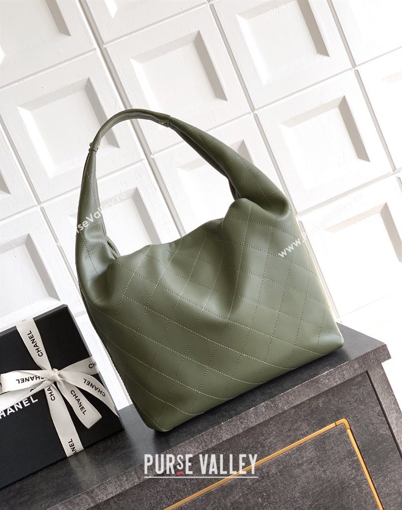 Chanel Calfskin Leather Large Hobo Handbag Green 2025 AS5967 (yezi-251127102)