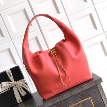 Chanel Calfskin Leather Large Hobo Handbag Coral Pink 2025 AS5967 (yezi-251127103)