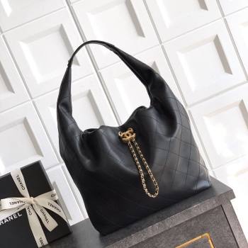 Chanel Calfskin Leather Large Hobo Handbag Black 2025 AS5967 (yezi-251127101)