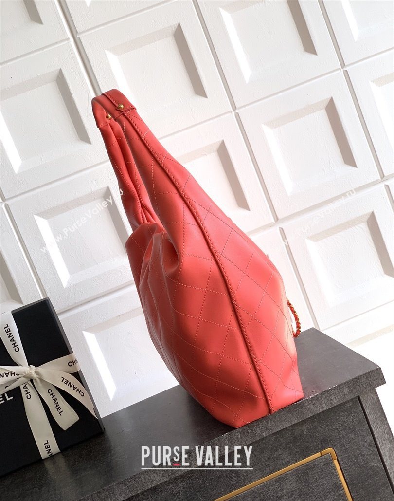 Chanel Calfskin Leather Large Hobo Handbag Coral Pink 2025 AS5967 (yezi-251127103)