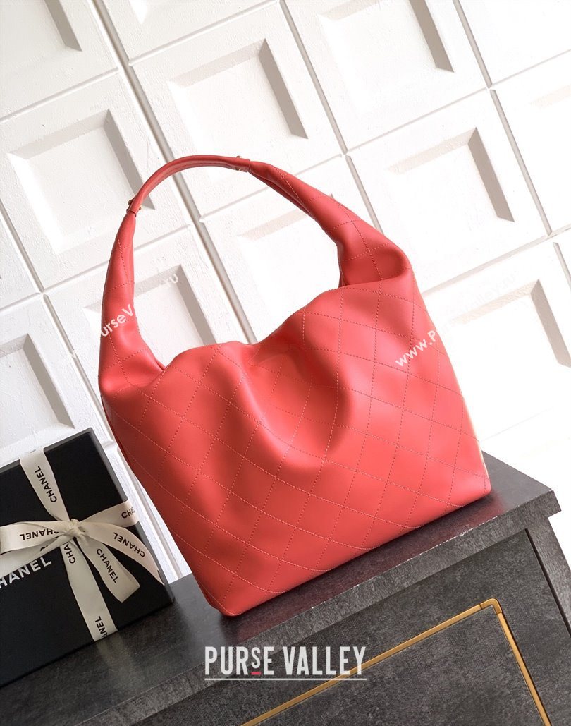 Chanel Calfskin Leather Large Hobo Handbag Coral Pink 2025 AS5967 (yezi-251127103)