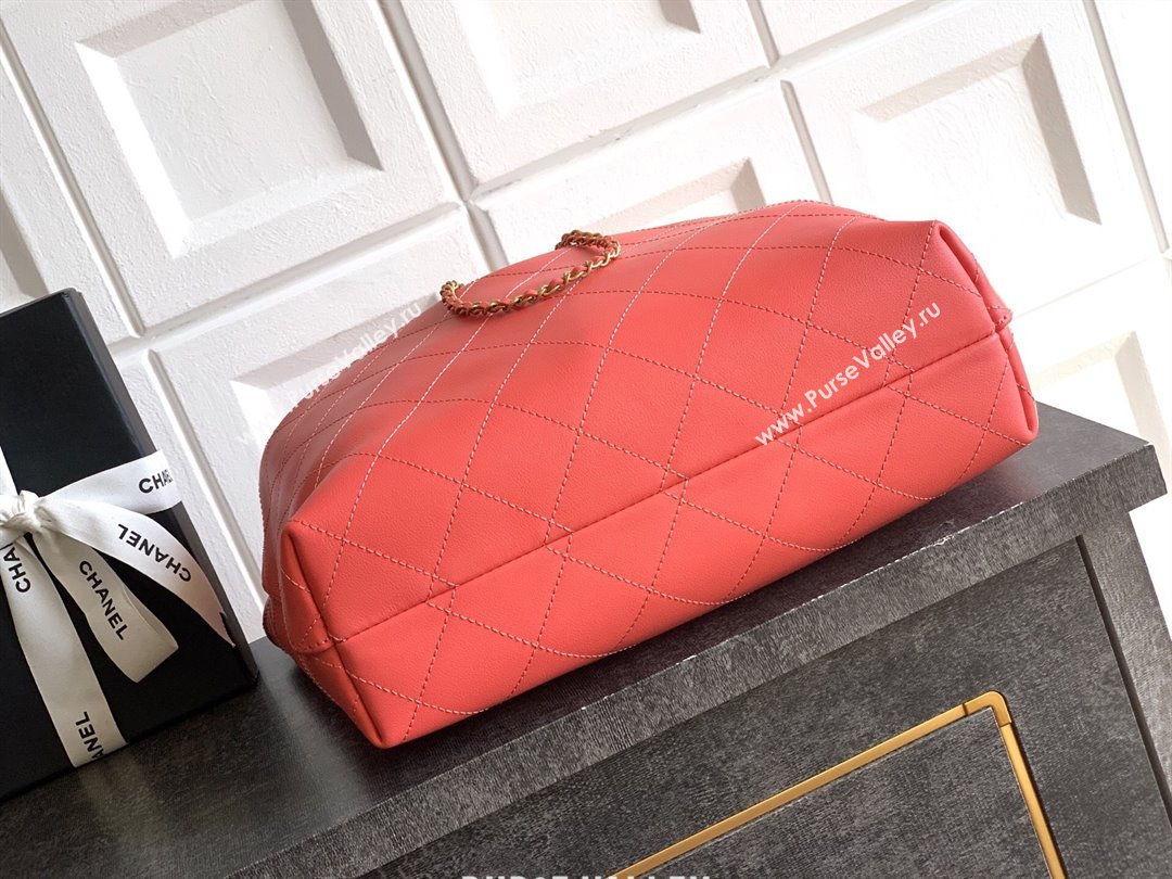 Chanel Calfskin Leather Large Hobo Handbag Coral Pink 2025 AS5967 (yezi-251127103)