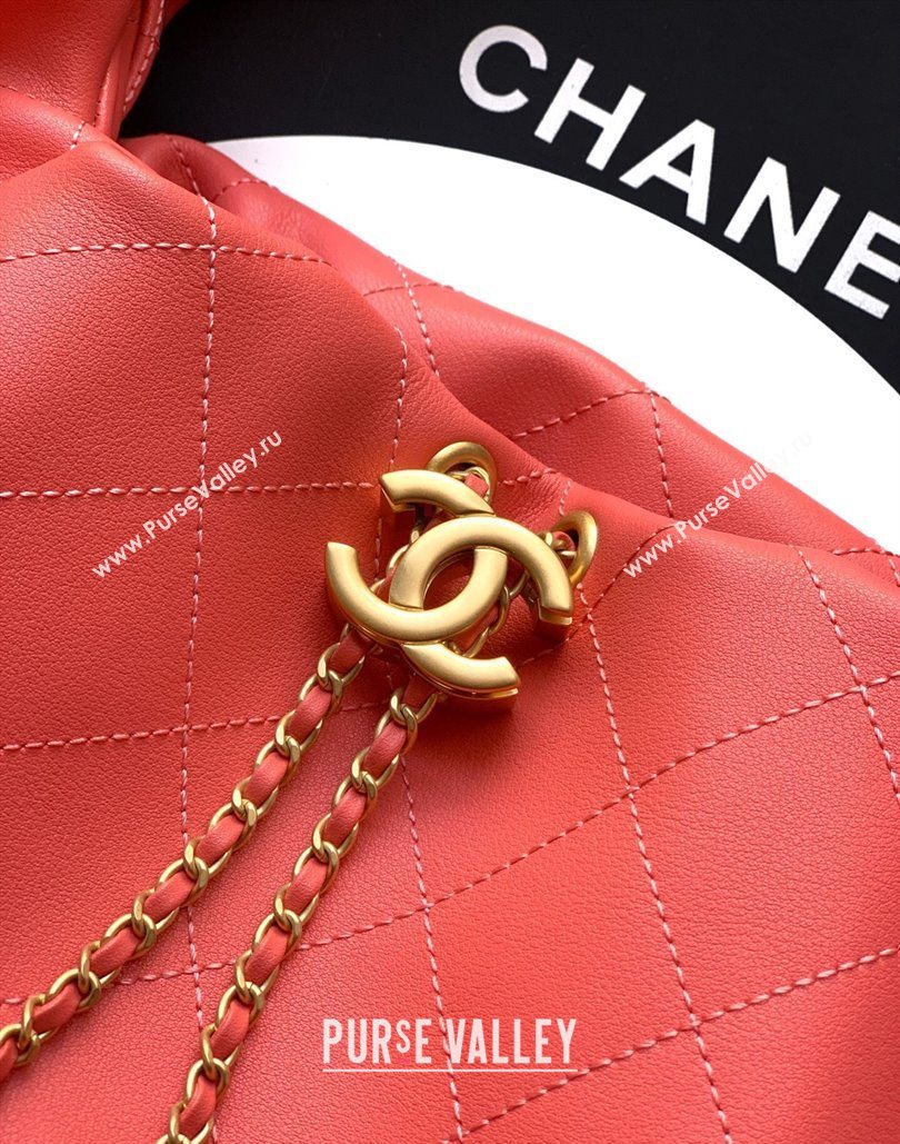 Chanel Calfskin Leather Large Hobo Handbag Coral Pink 2025 AS5967 (yezi-251127103)