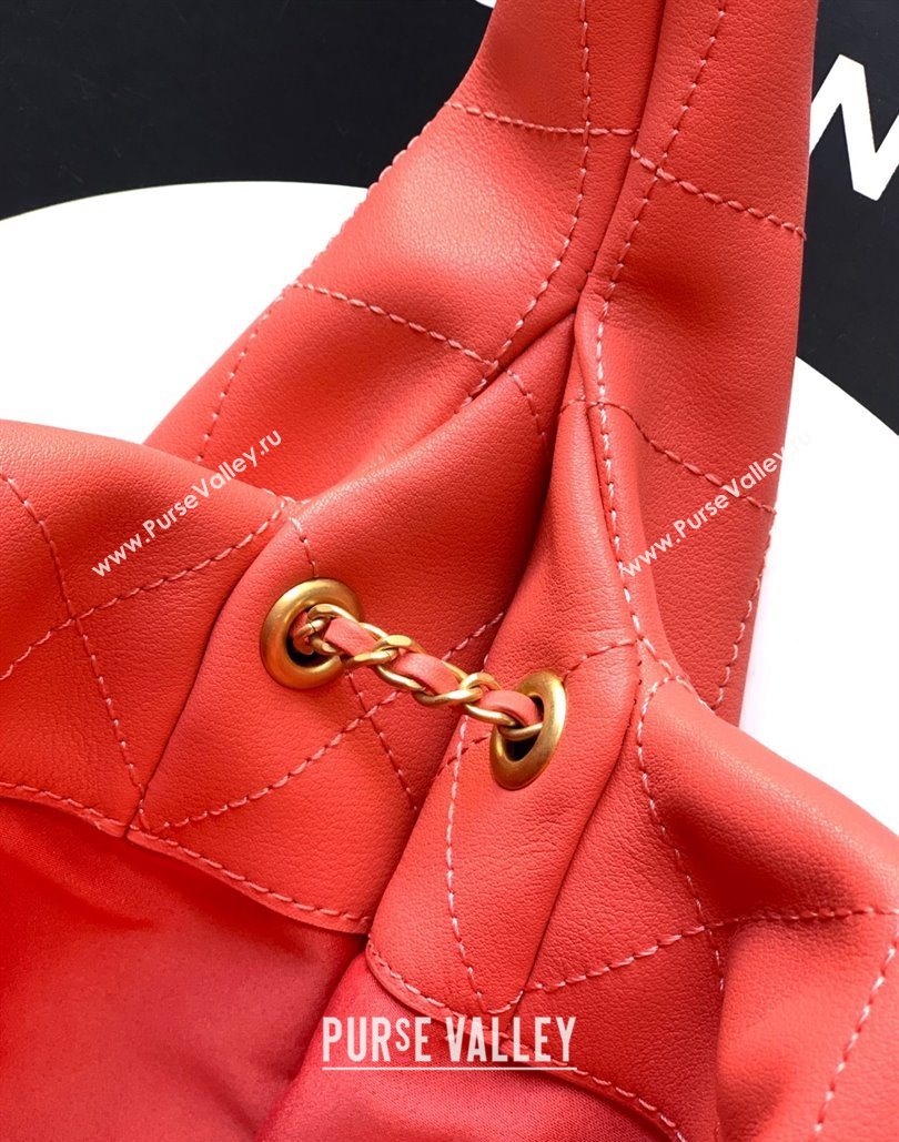 Chanel Calfskin Leather Large Hobo Handbag Coral Pink 2025 AS5967 (yezi-251127103)