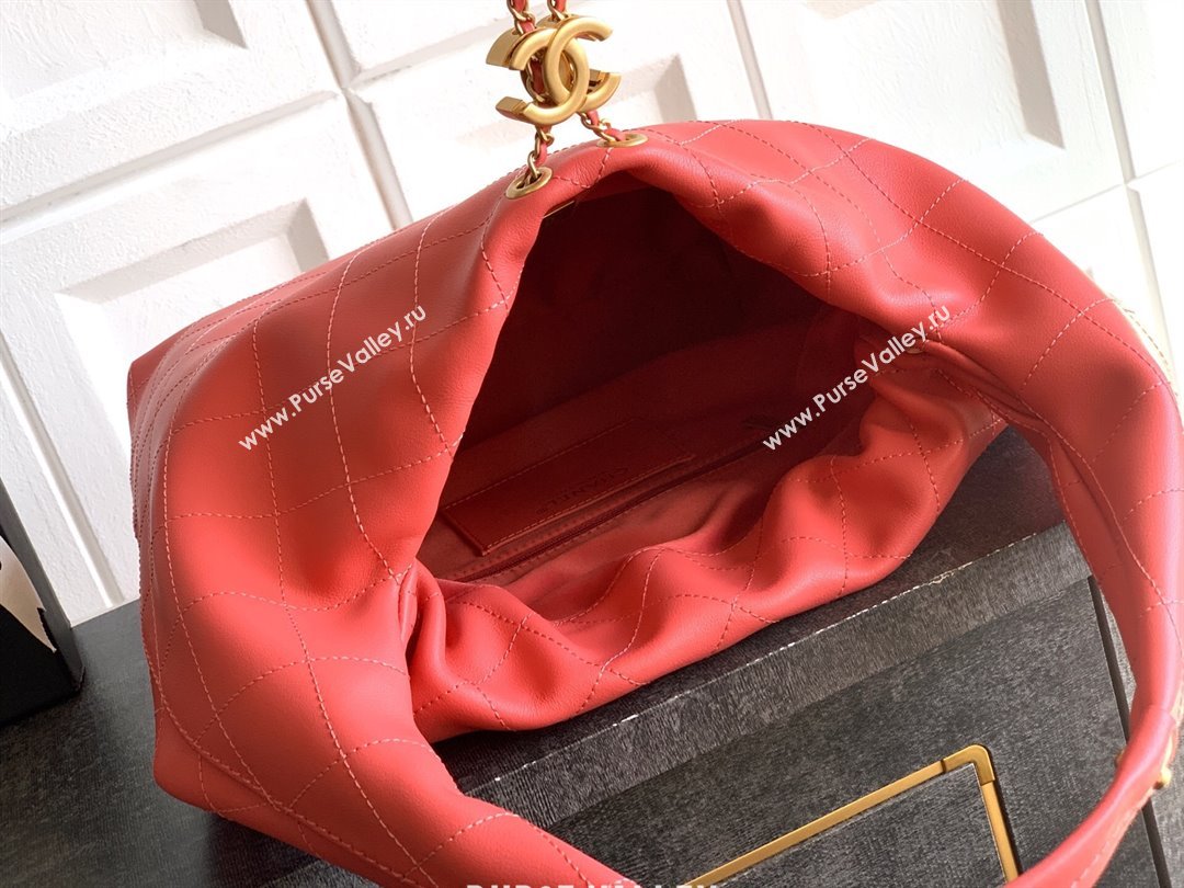 Chanel Calfskin Leather Large Hobo Handbag Coral Pink 2025 AS5967 (yezi-251127103)