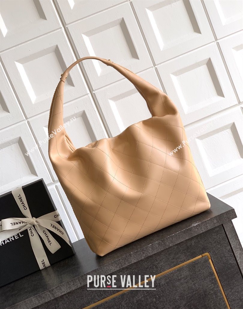 Chanel Calfskin Leather Large Hobo Handbag Khaki 2025 AS5967 (yezi-251127104)