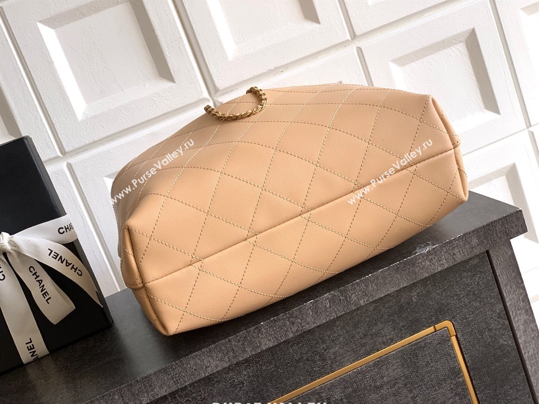 Chanel Calfskin Leather Large Hobo Handbag Khaki 2025 AS5967 (yezi-251127104)