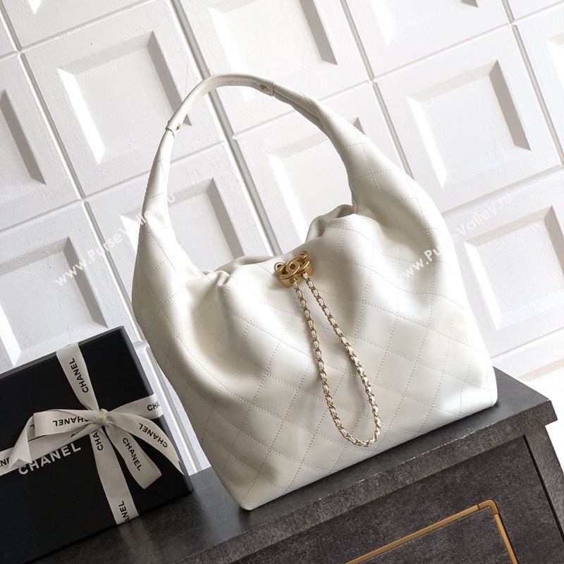 Chanel Calfskin Leather Large Hobo Handbag White 2025 AS5967 (yezi-251127105)