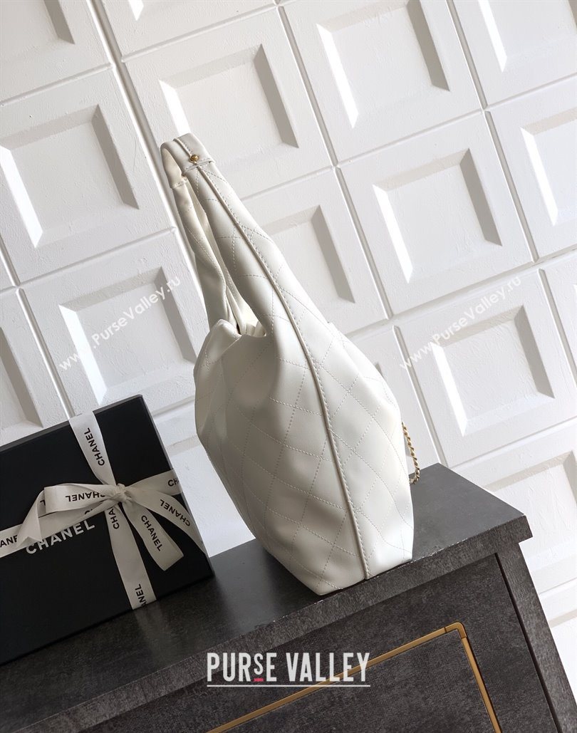 Chanel Calfskin Leather Large Hobo Handbag White 2025 AS5967 (yezi-251127105)