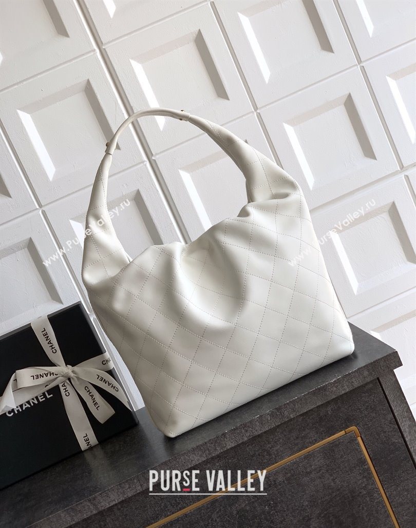 Chanel Calfskin Leather Large Hobo Handbag White 2025 AS5967 (yezi-251127105)