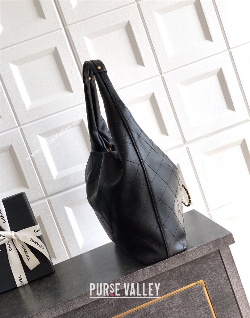 Chanel Calfskin Leather Large Hobo Handbag Black 2025 AS5967 (yezi-251127101)