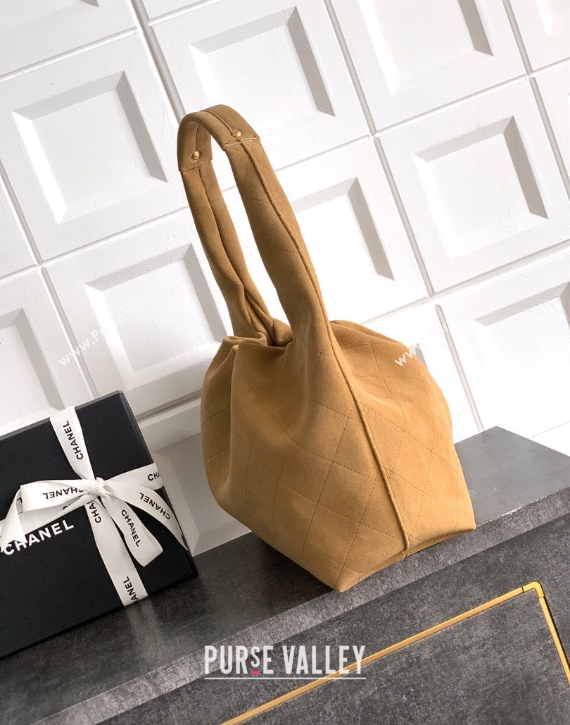 Chanel Suede Large Hobo Handbag Brown 2025 AS5967 (yezi-251127106)
