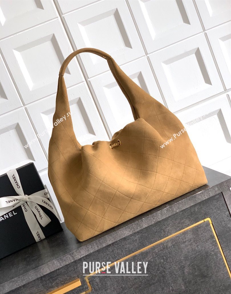 Chanel Suede Large Hobo Handbag Brown 2025 AS5967 (yezi-251127106)