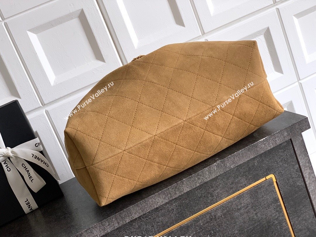 Chanel Suede Large Hobo Handbag Brown 2025 AS5967 (yezi-251127106)