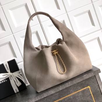 Chanel Suede Large Hobo Handbag Grey 2025 AS5967 (yezi-251127107)
