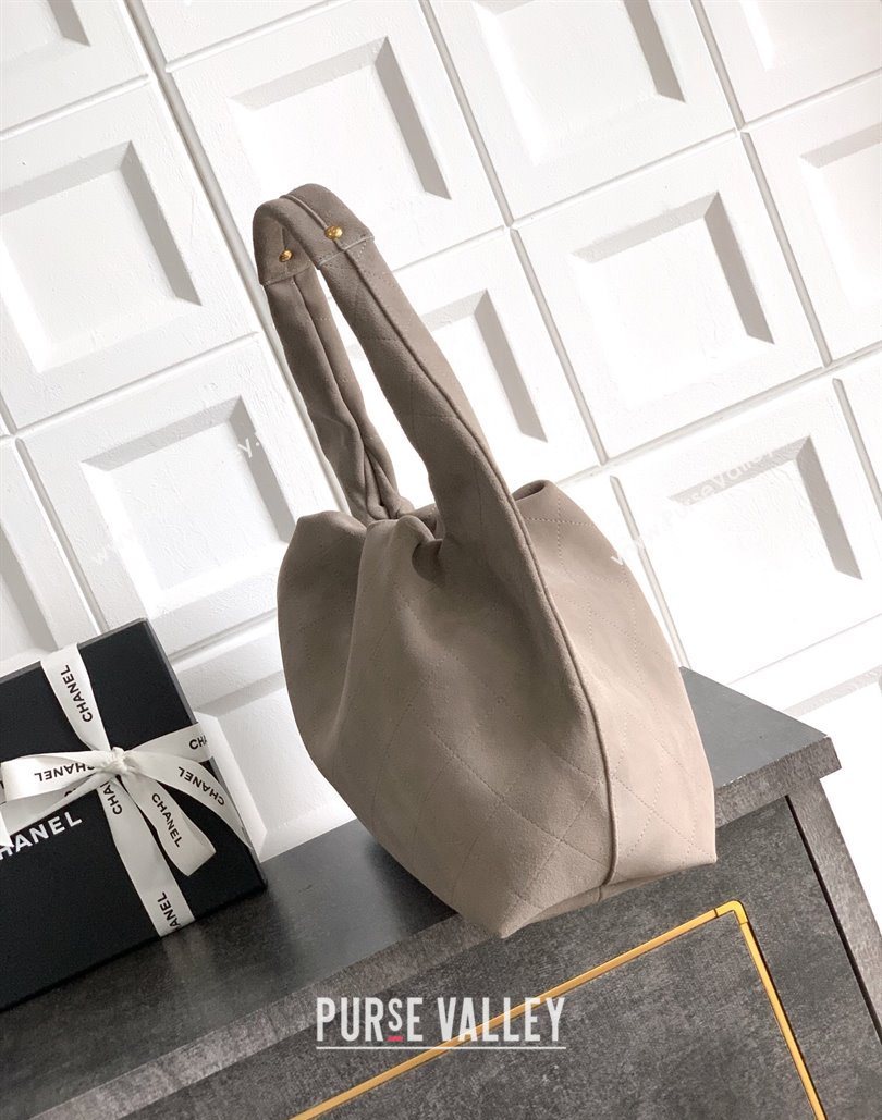 Chanel Suede Large Hobo Handbag Grey 2025 AS5967 (yezi-251127107)