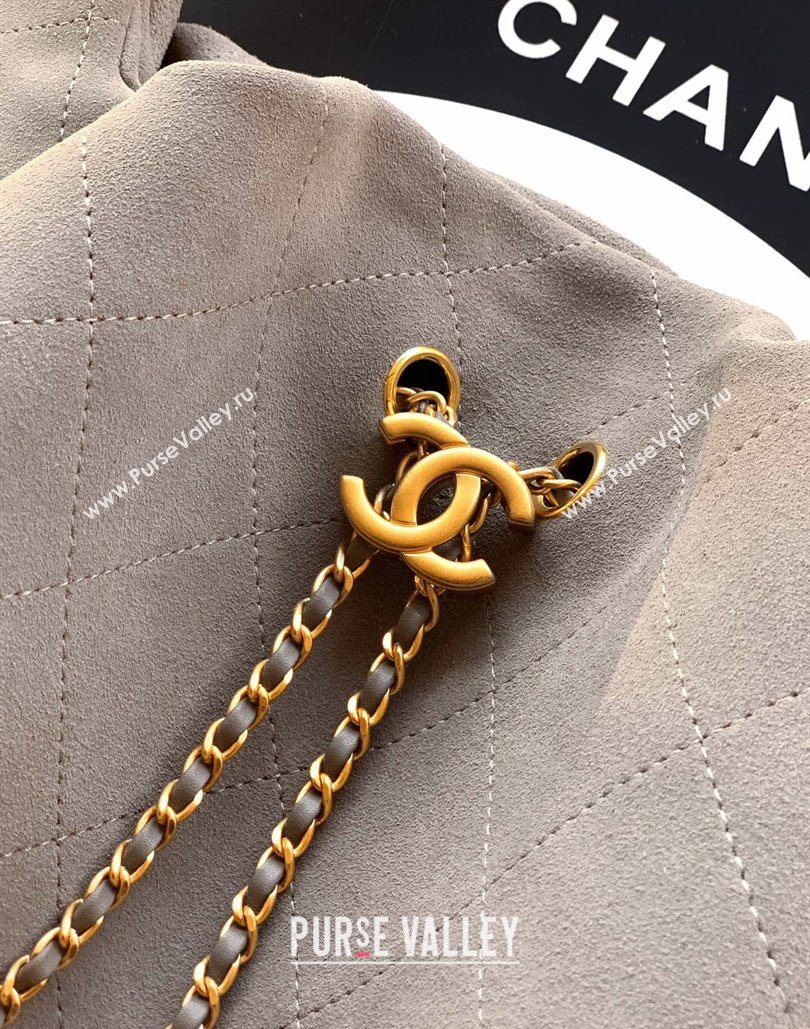 Chanel Suede Large Hobo Handbag Grey 2025 AS5967 (yezi-251127107)
