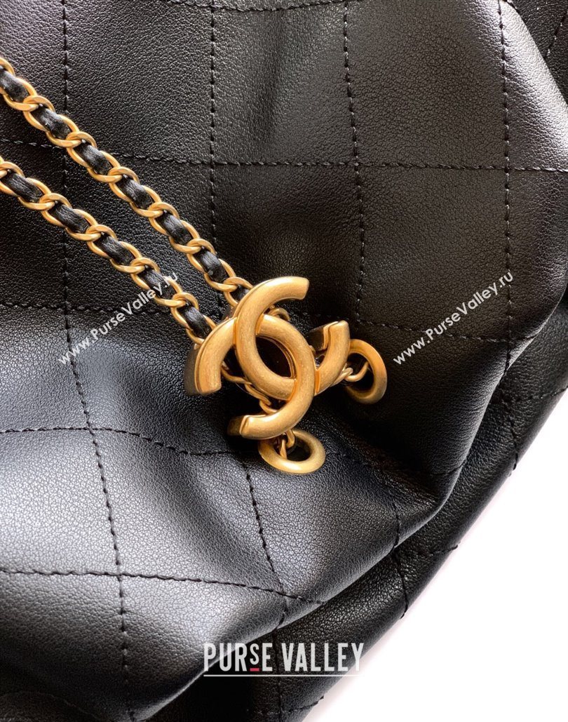 Chanel Calfskin Leather Large Hobo Handbag Black 2025 AS5967 (yezi-251127101)