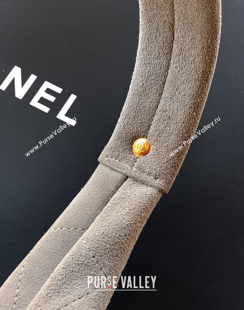 Chanel Suede Large Hobo Handbag Grey 2025 AS5967 (yezi-251127107)