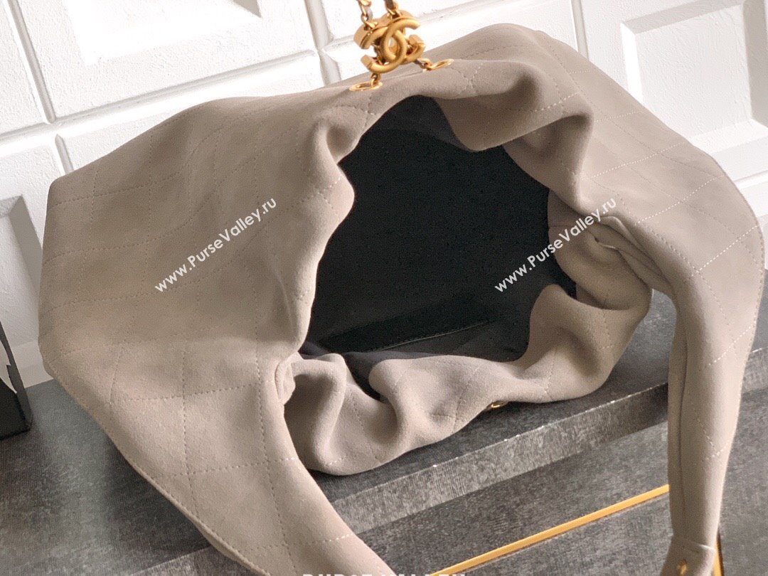 Chanel Suede Large Hobo Handbag Grey 2025 AS5967 (yezi-251127107)