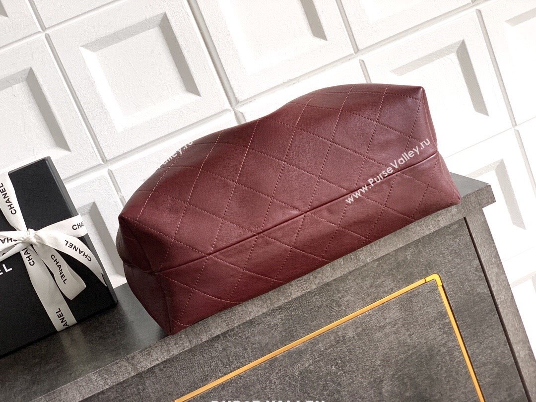 Chanel Calfskin Leather Large Hobo Handbag Dark Burgundy 2025 AS5967 (yezi-251127108)