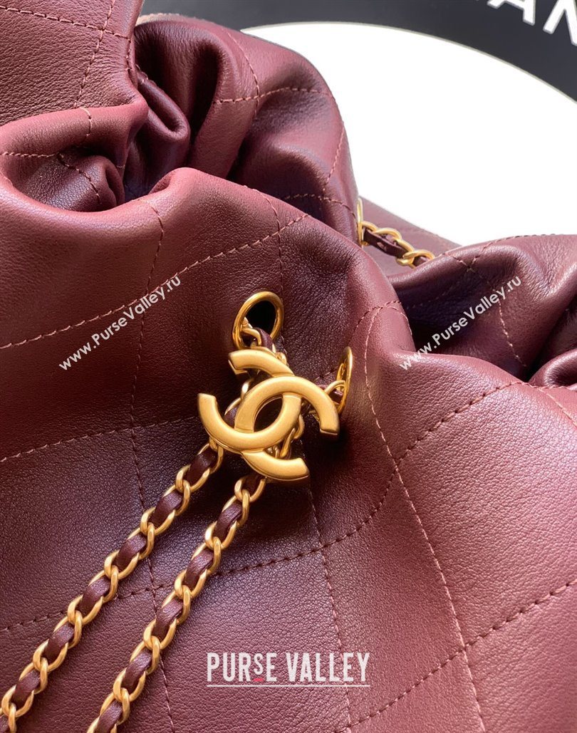 Chanel Calfskin Leather Large Hobo Handbag Dark Burgundy 2025 AS5967 (yezi-251127108)