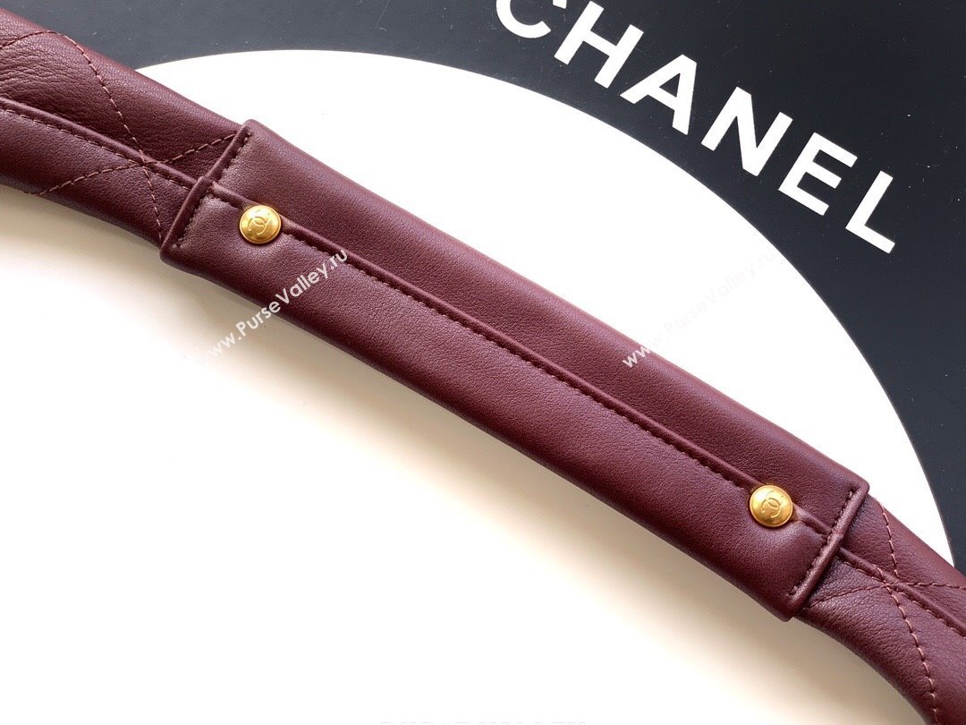 Chanel Calfskin Leather Large Hobo Handbag Dark Burgundy 2025 AS5967 (yezi-251127108)