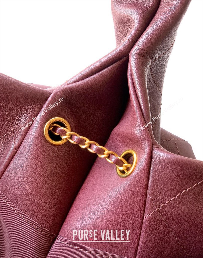 Chanel Calfskin Leather Large Hobo Handbag Dark Burgundy 2025 AS5967 (yezi-251127108)