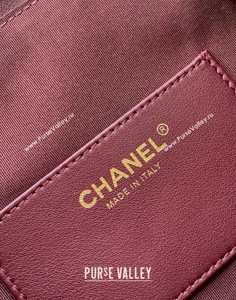 Chanel Calfskin Leather Large Hobo Handbag Dark Burgundy 2025 AS5967 (yezi-251127108)