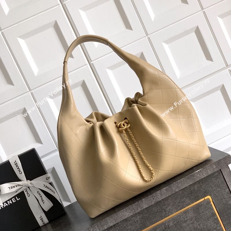 Chanel Calfskin Leather Large Hobo Handbag Beige 2025 AS5967 (yezi-251127109)