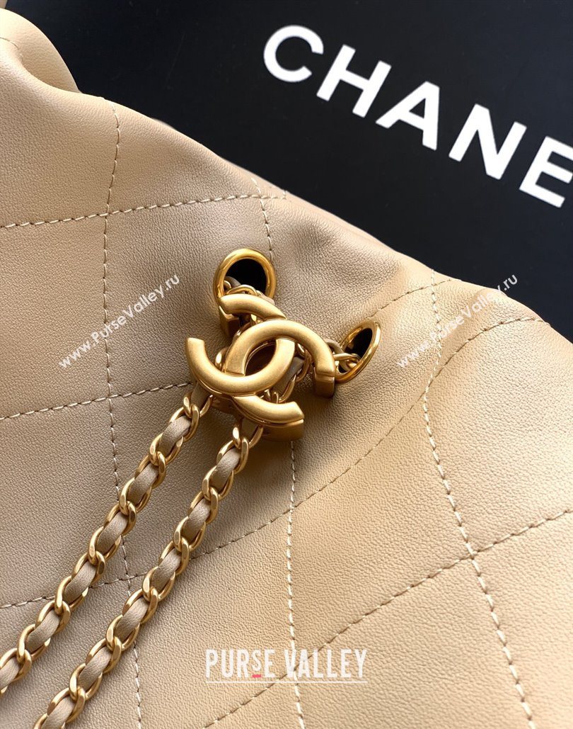 Chanel Calfskin Leather Large Hobo Handbag Beige 2025 AS5967 (yezi-251127109)