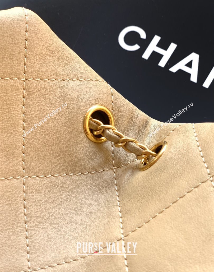 Chanel Calfskin Leather Large Hobo Handbag Beige 2025 AS5967 (yezi-251127109)