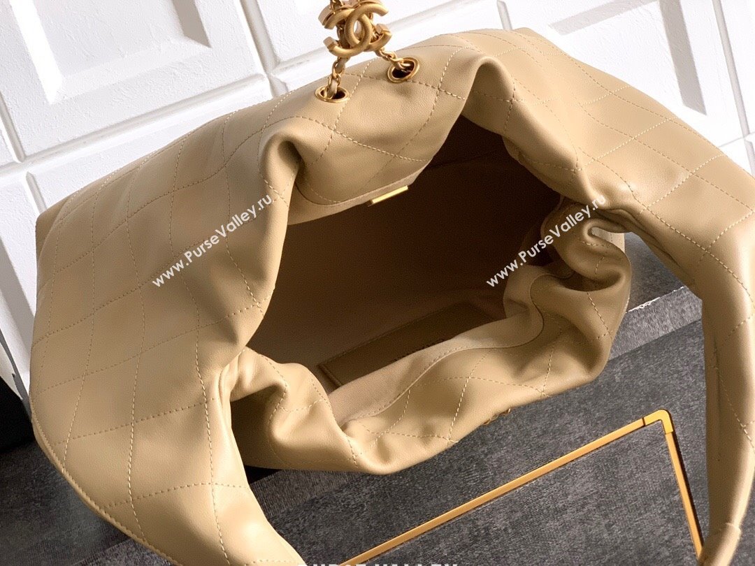 Chanel Calfskin Leather Large Hobo Handbag Beige 2025 AS5967 (yezi-251127109)