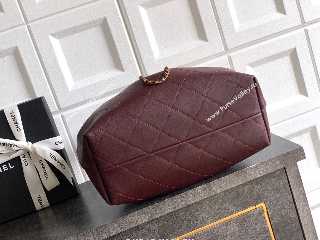 Chanel Calfskin Leather Hobo Handbag Burgundy 2025 AS5976 (yezi-251127099)