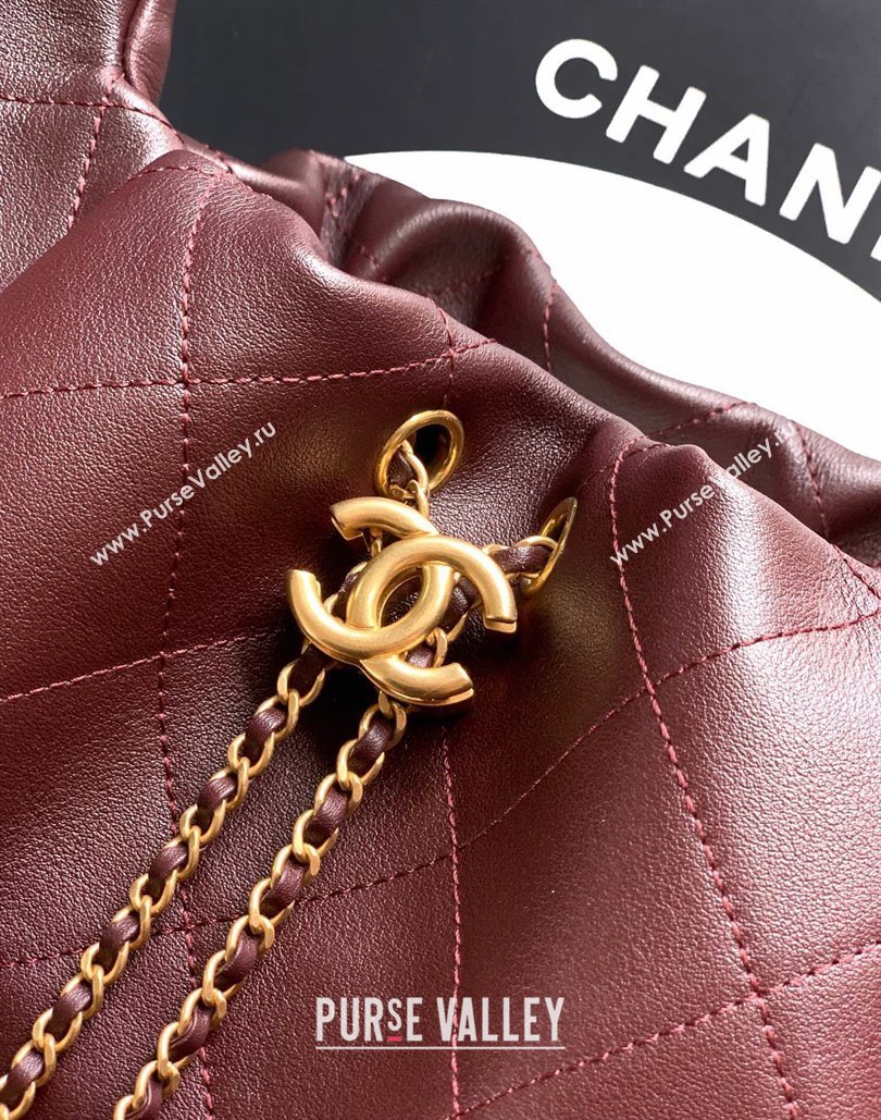 Chanel Calfskin Leather Hobo Handbag Burgundy 2025 AS5976 (yezi-251127099)