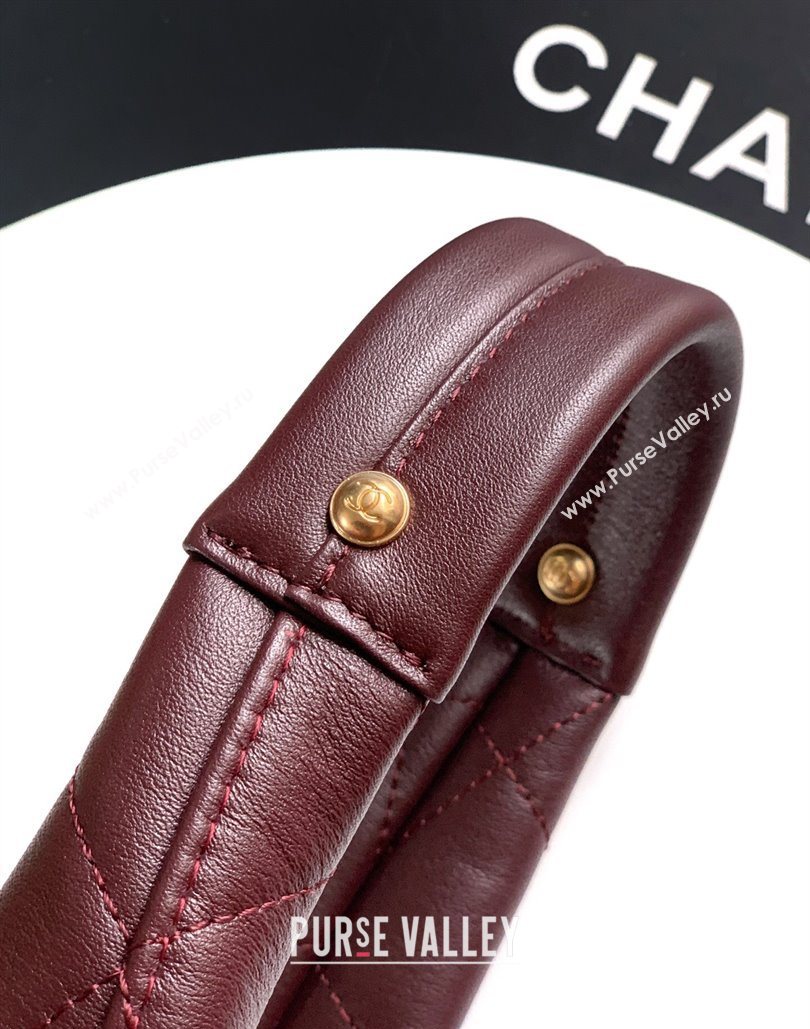 Chanel Calfskin Leather Hobo Handbag Burgundy 2025 AS5976 (yezi-251127099)