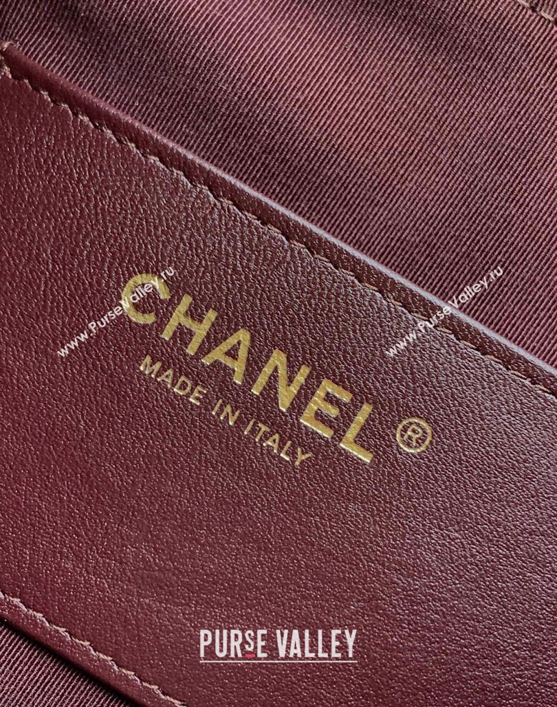 Chanel Calfskin Leather Hobo Handbag Burgundy 2025 AS5976 (yezi-251127099)